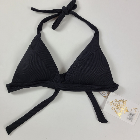 BECCA Other - BECCA Black Ribbed Bikini Top - S